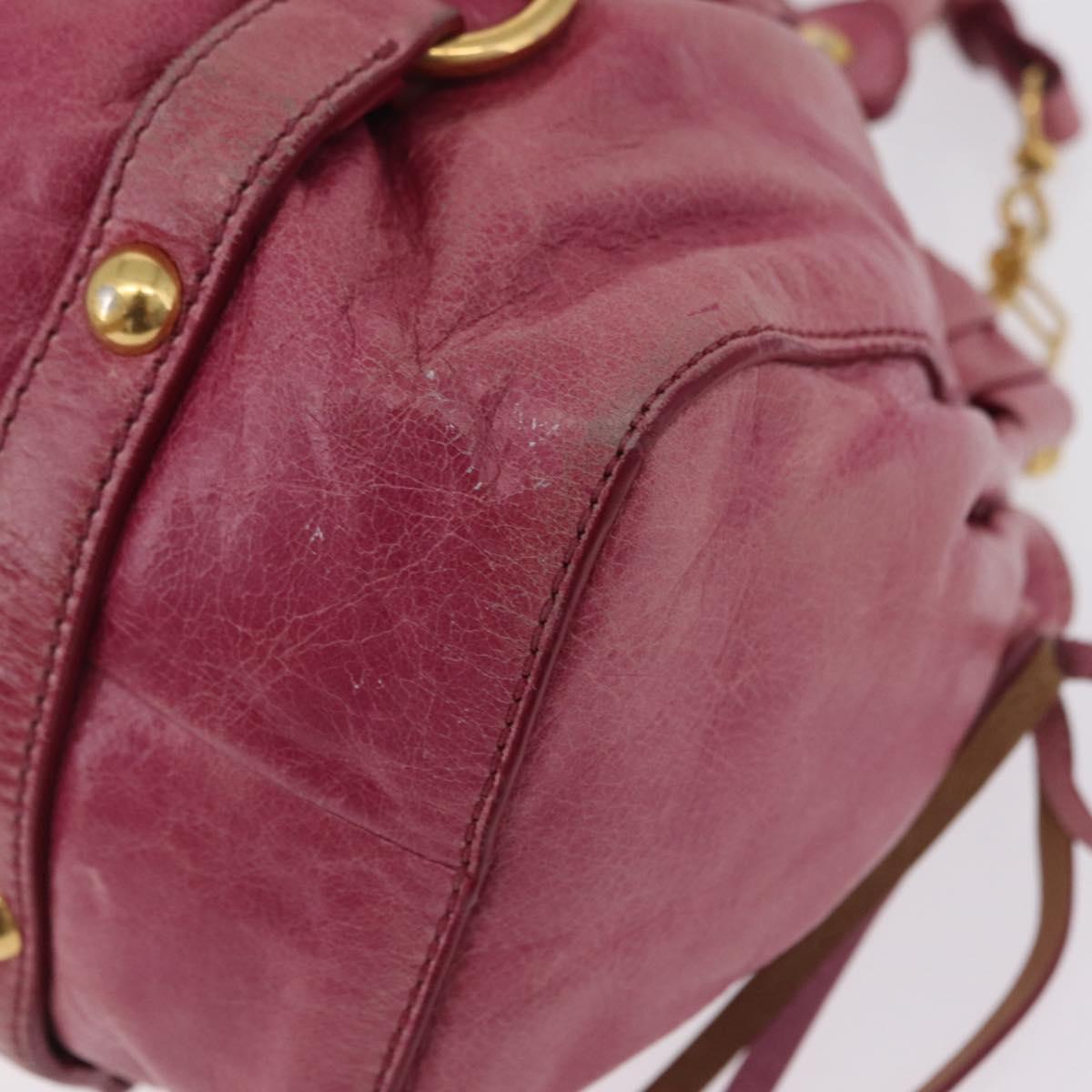 Miu Miu Hand Bag Leather 2way Pink Gold Auth 167814M