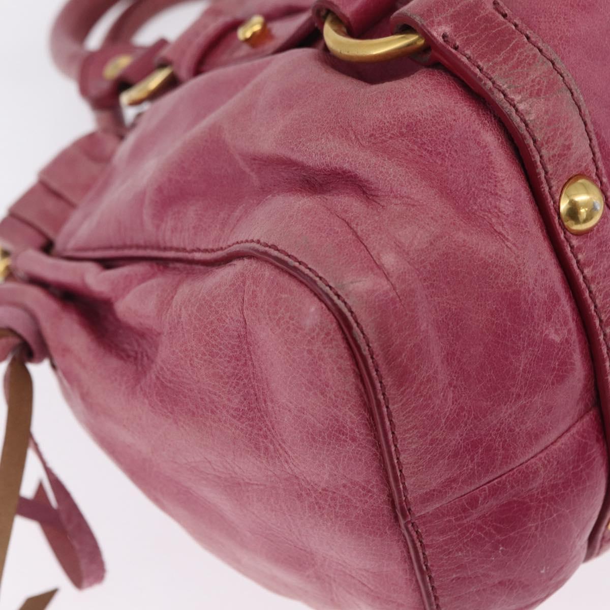 Miu Miu Hand Bag Leather 2way Pink Gold Auth 167814M