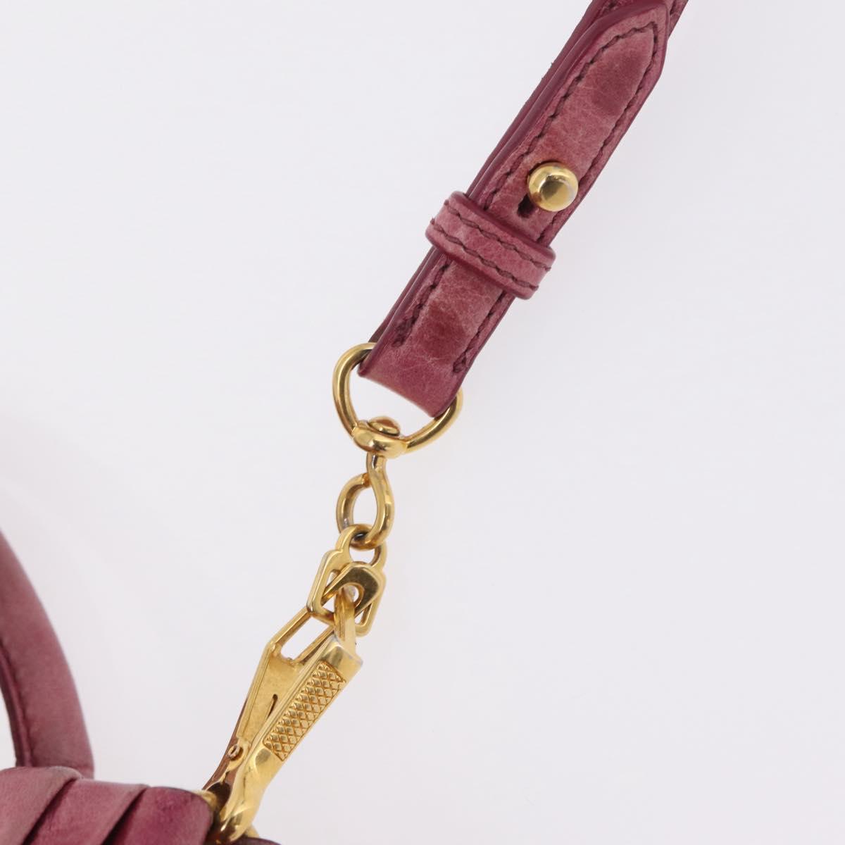 Miu Miu Hand Bag Leather 2way Pink Gold Auth 167814M