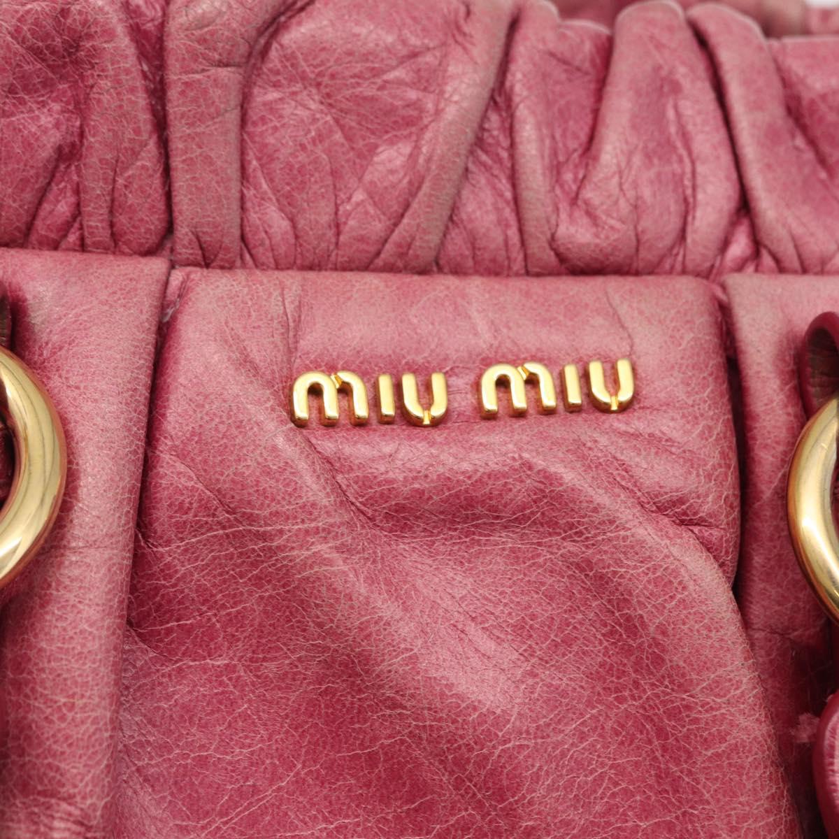 Miu Miu Hand Bag Leather 2way Pink Gold Auth 167814M