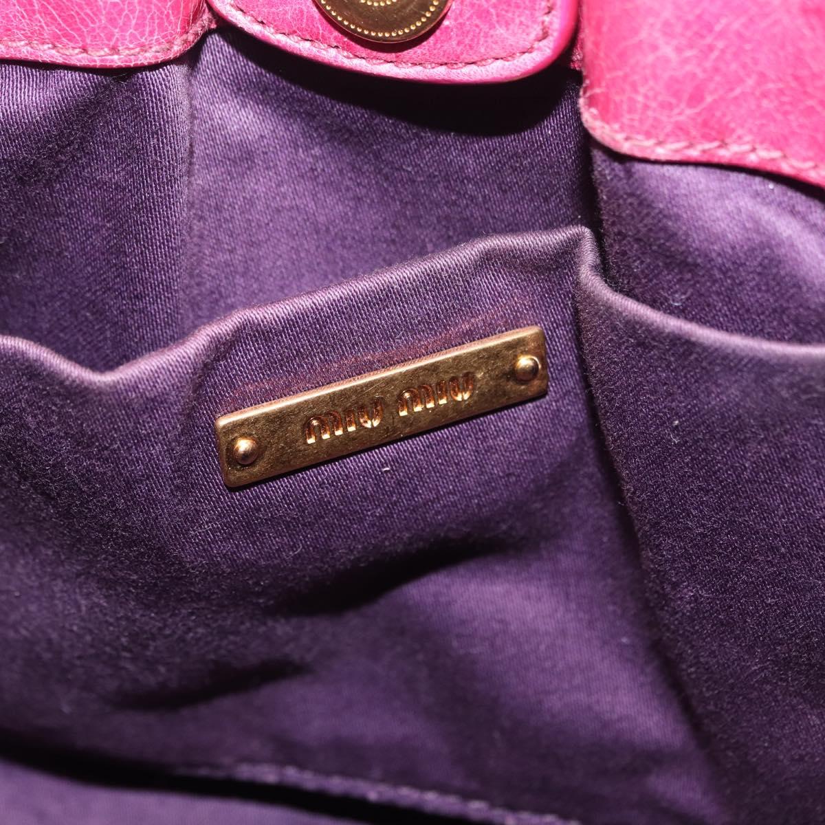 Miu Miu Hand Bag Leather 2way Pink Gold Auth 167814M