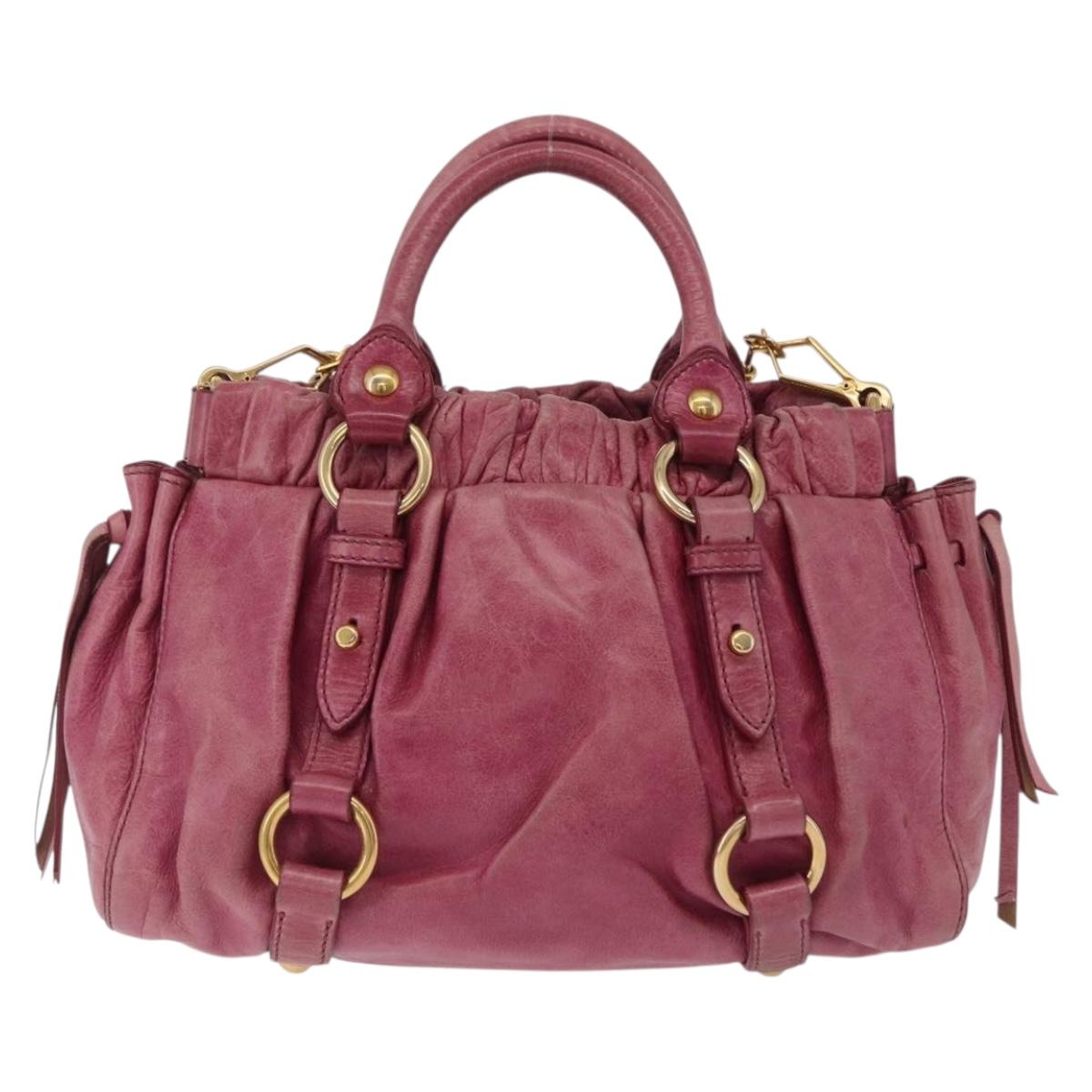 Miu Miu Hand Bag Leather 2way Pink Gold Auth 167814M