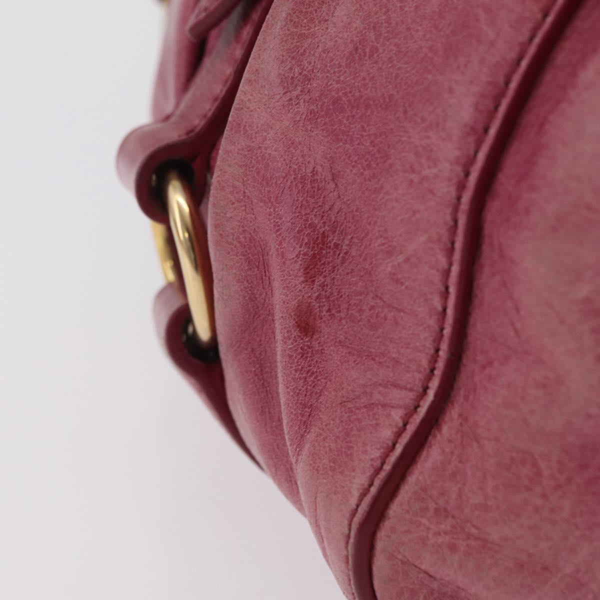 Miu Miu Hand Bag Leather 2way Pink Gold Auth 167814M