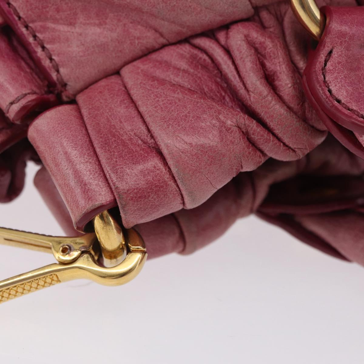 Miu Miu Hand Bag Leather 2way Pink Gold Auth 167814M
