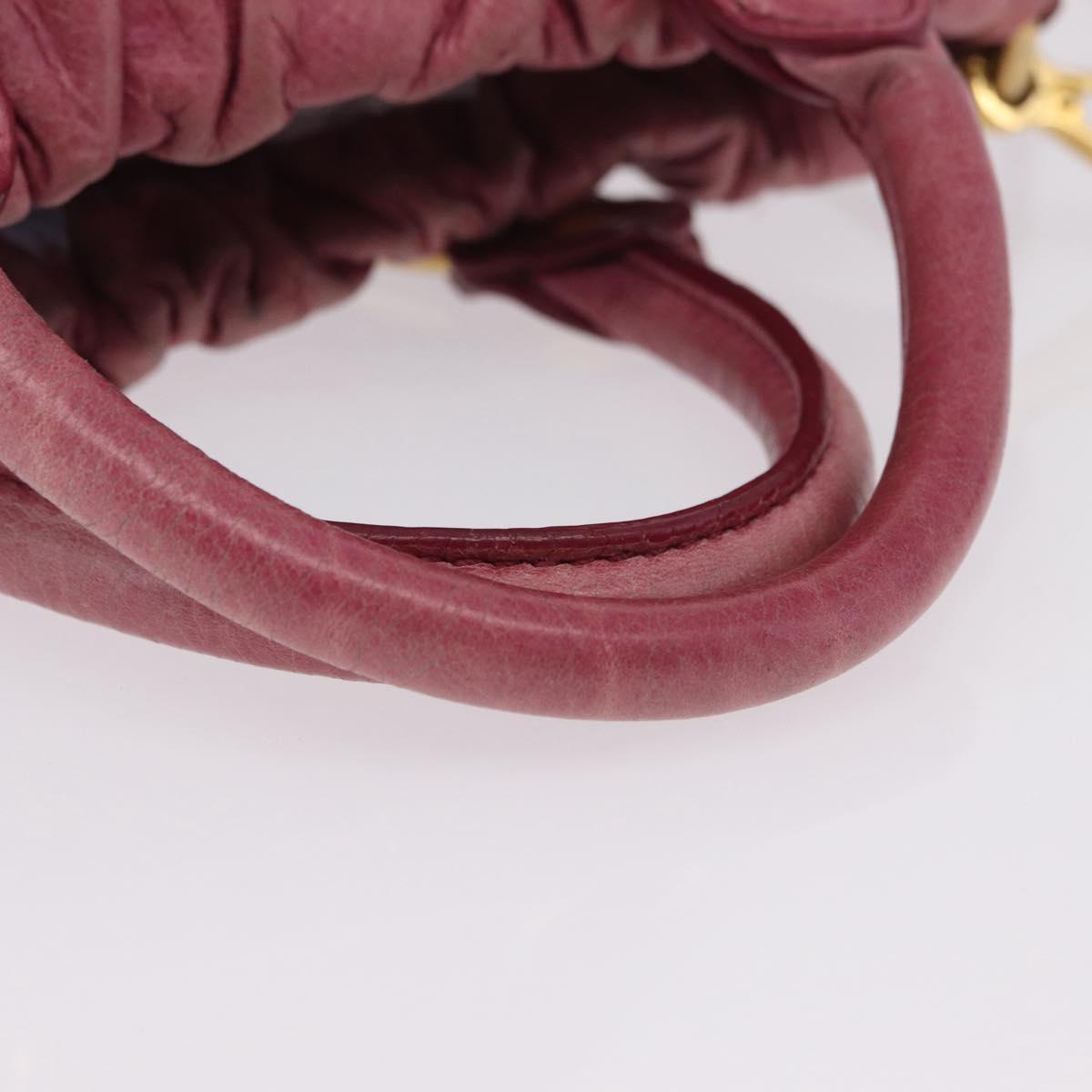 Miu Miu Hand Bag Leather 2way Pink Gold Auth 167814M