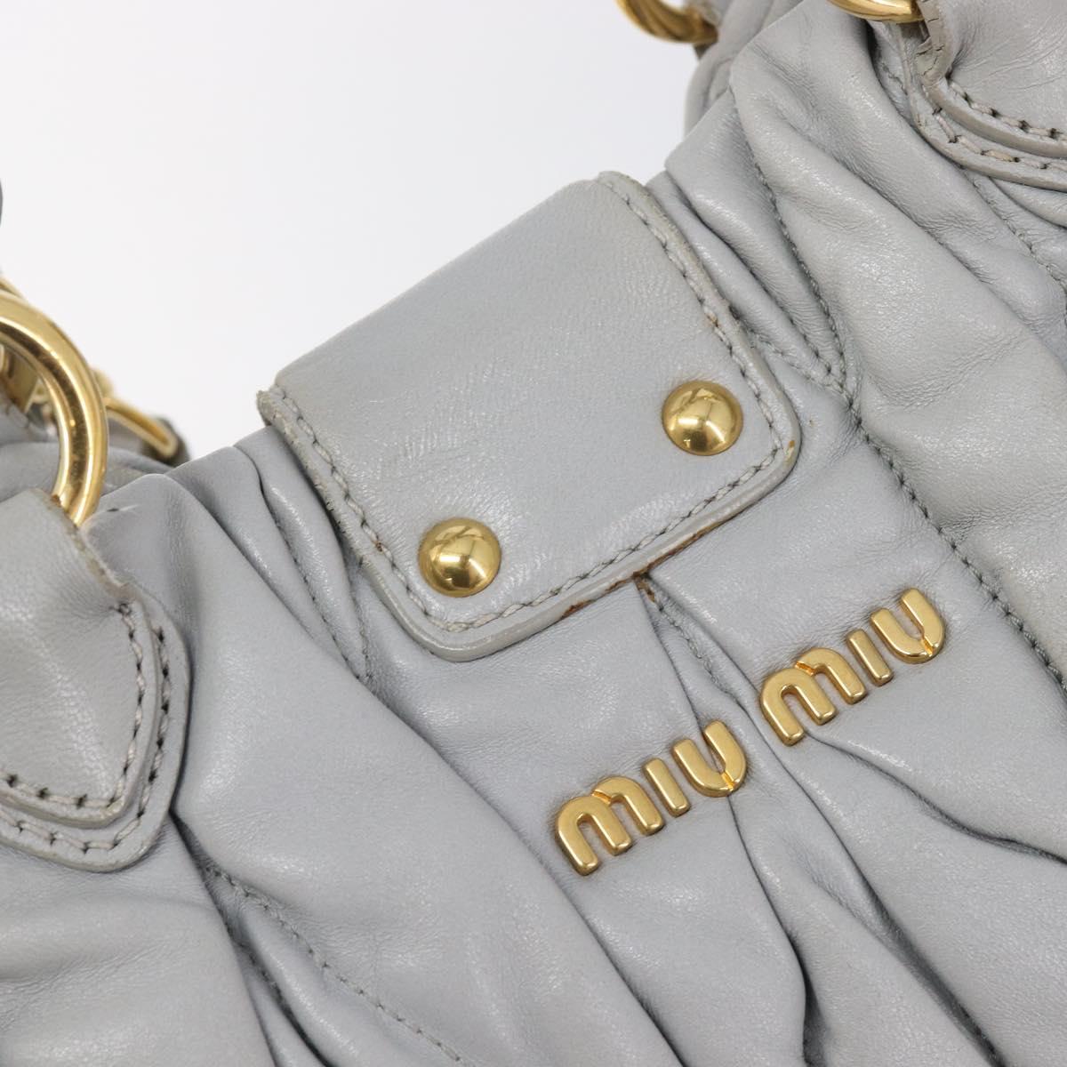 Miu Miu Hand Bag Leather 2way Gray Gold Auth 167815A
