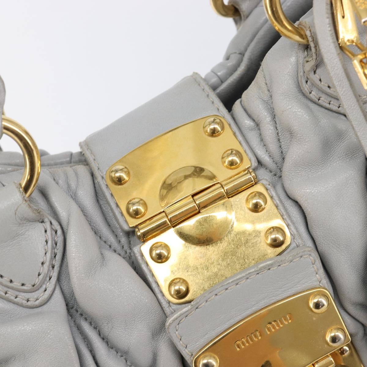 Miu Miu Hand Bag Leather 2way Gray Gold Auth 167815A