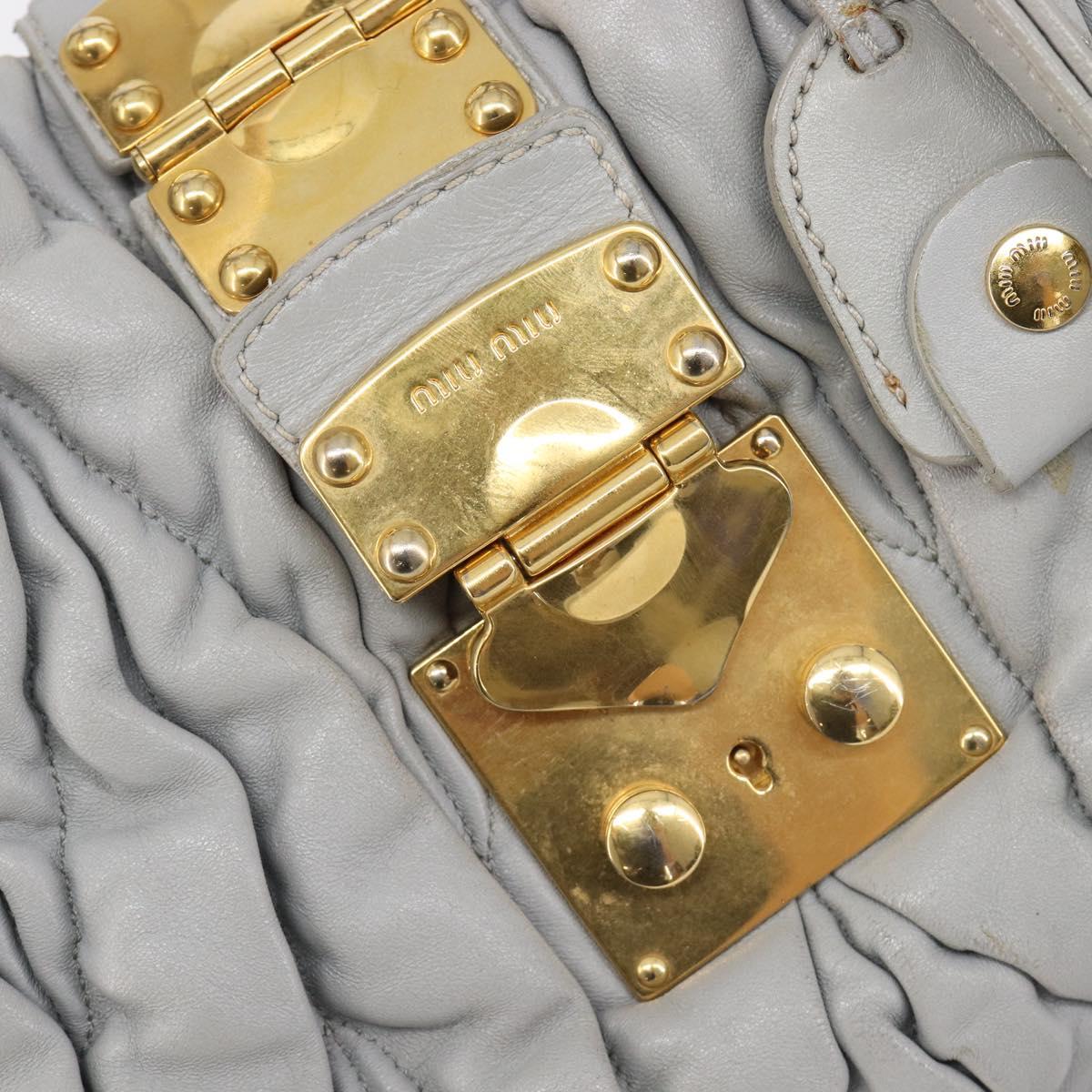 Miu Miu Hand Bag Leather 2way Gray Gold Auth 167815A