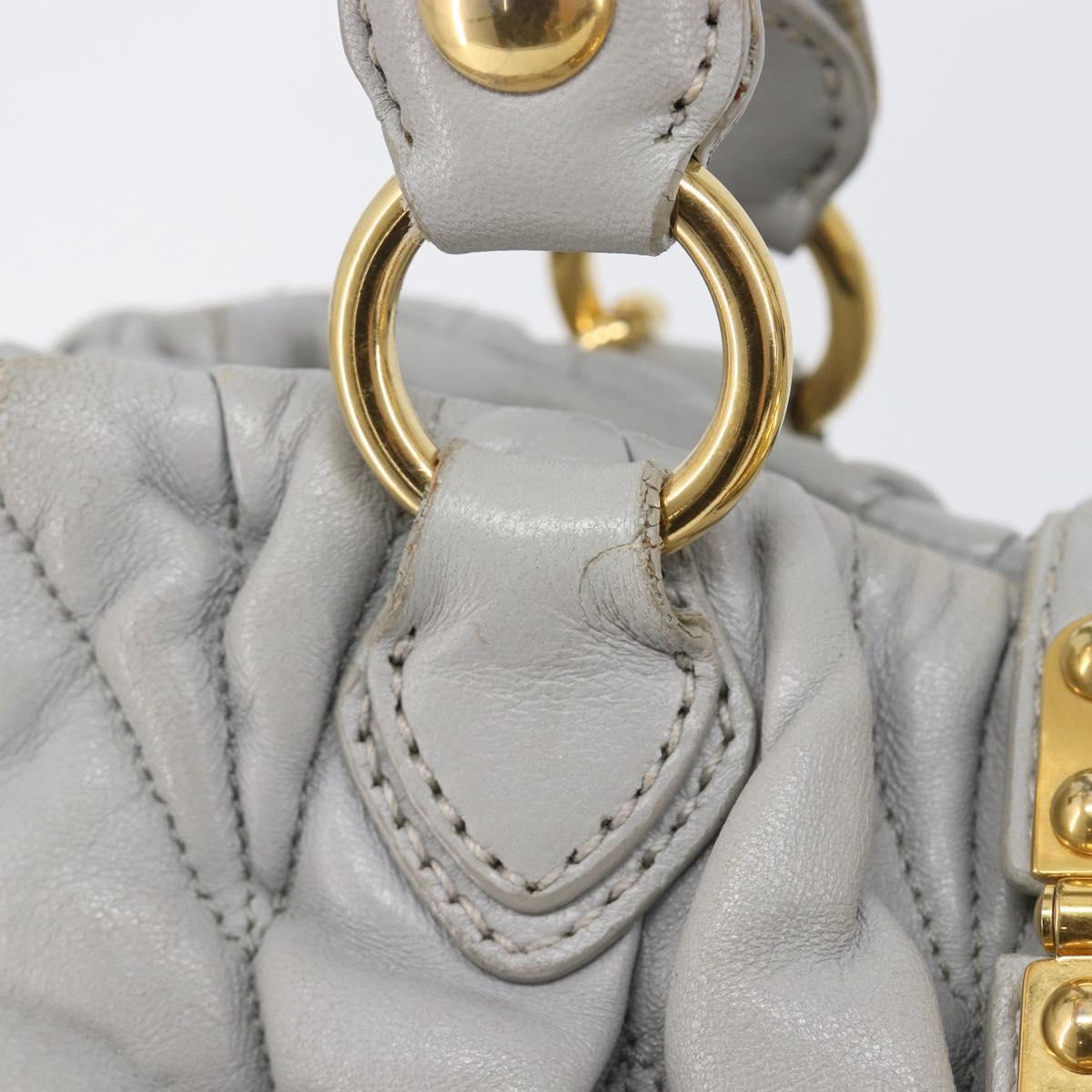 Miu Miu Hand Bag Leather 2way Gray Gold Auth 167815A