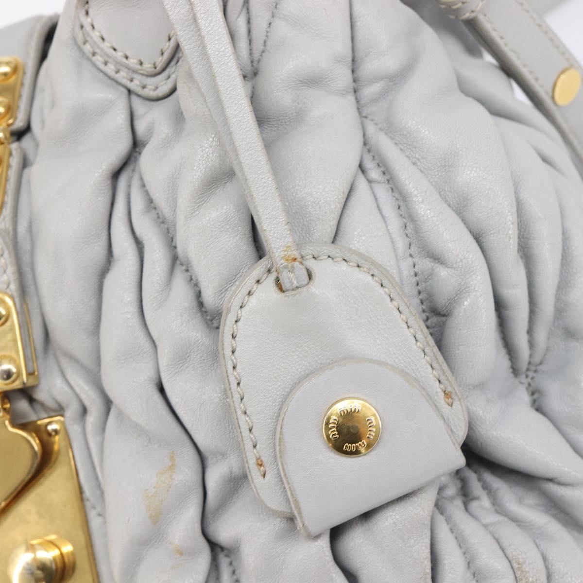 Miu Miu Hand Bag Leather 2way Gray Gold Auth 167815A