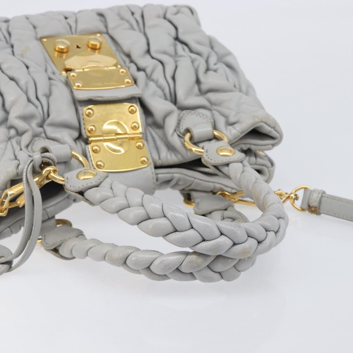 Miu Miu Hand Bag Leather 2way Gray Gold Auth 167815A