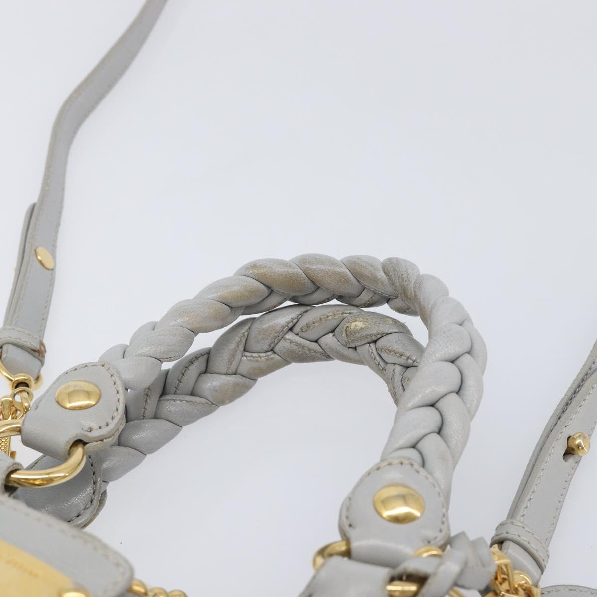 Miu Miu Hand Bag Leather 2way Gray Gold Auth 167815A