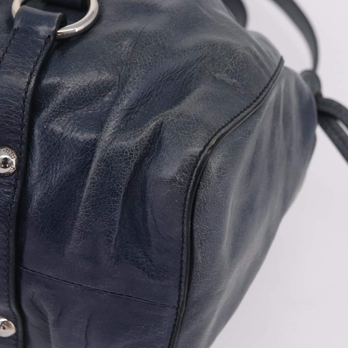 Miu Miu Hand Bag Leather 2way Blue Silver Auth 167816M