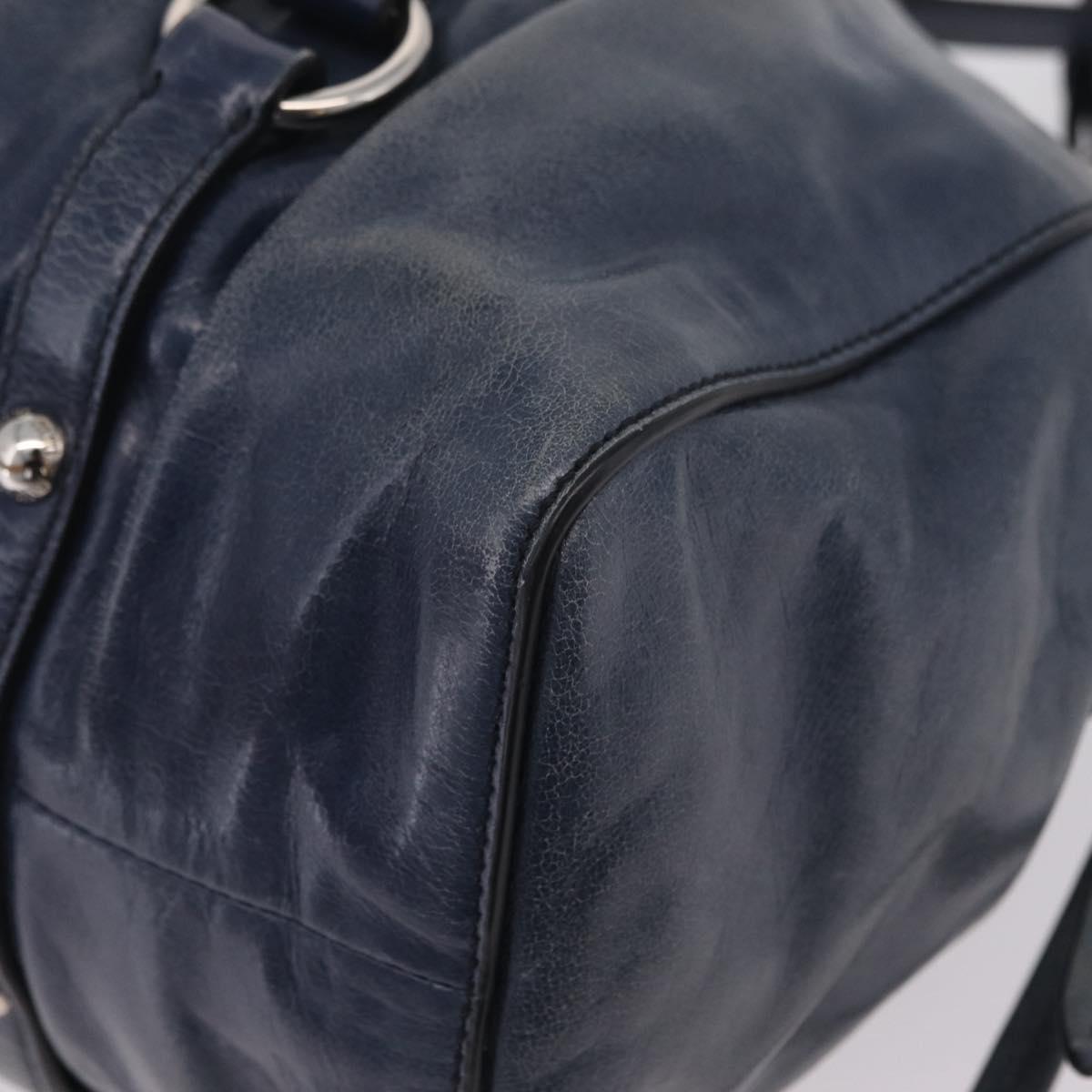 Miu Miu Hand Bag Leather 2way Blue Silver Auth 167816M