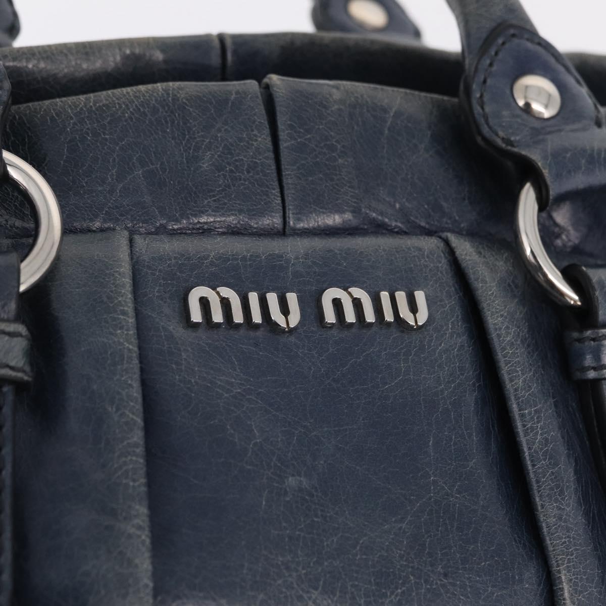 Miu Miu Hand Bag Leather 2way Blue Silver Auth 167816M