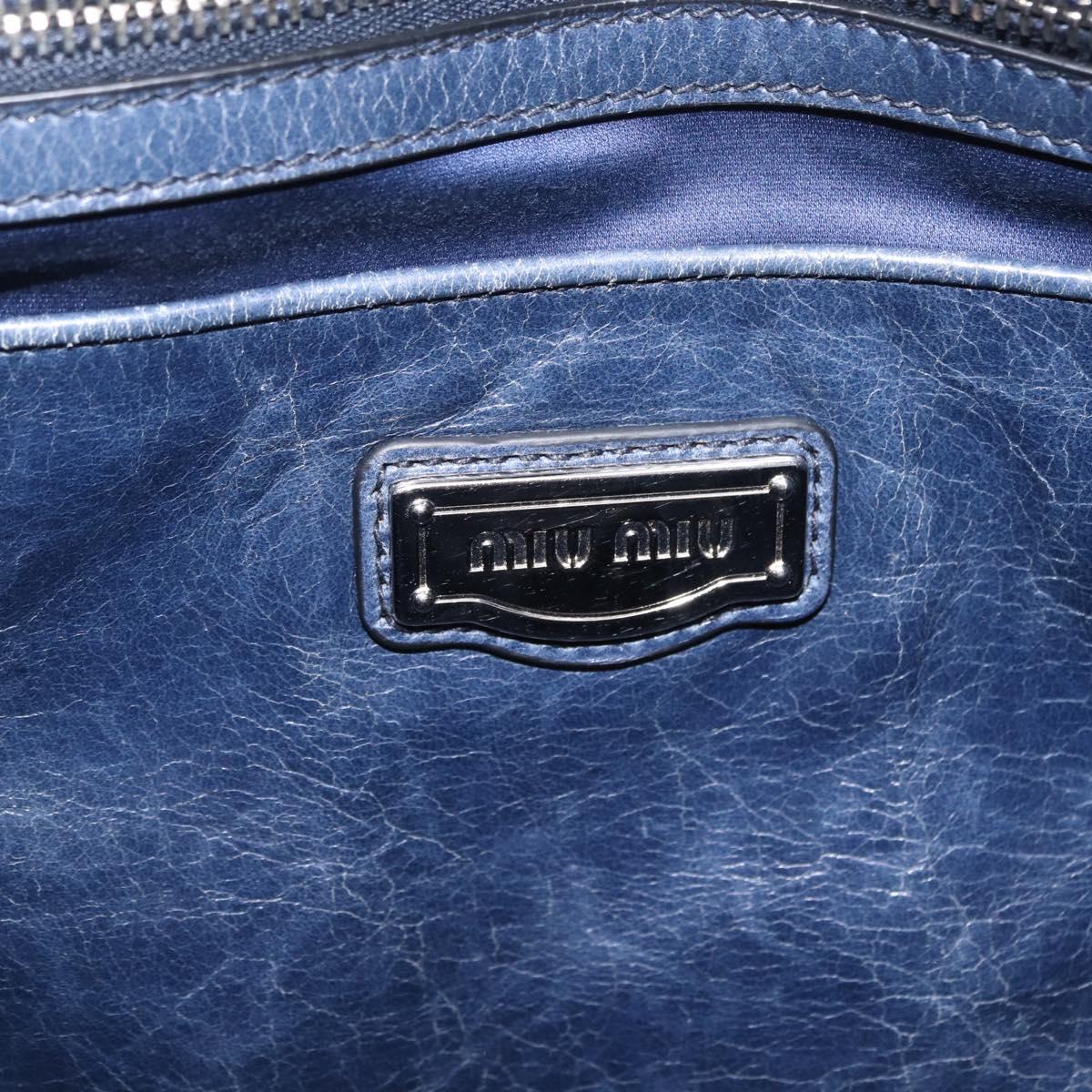 Miu Miu Hand Bag Leather 2way Blue Silver Auth 167816M