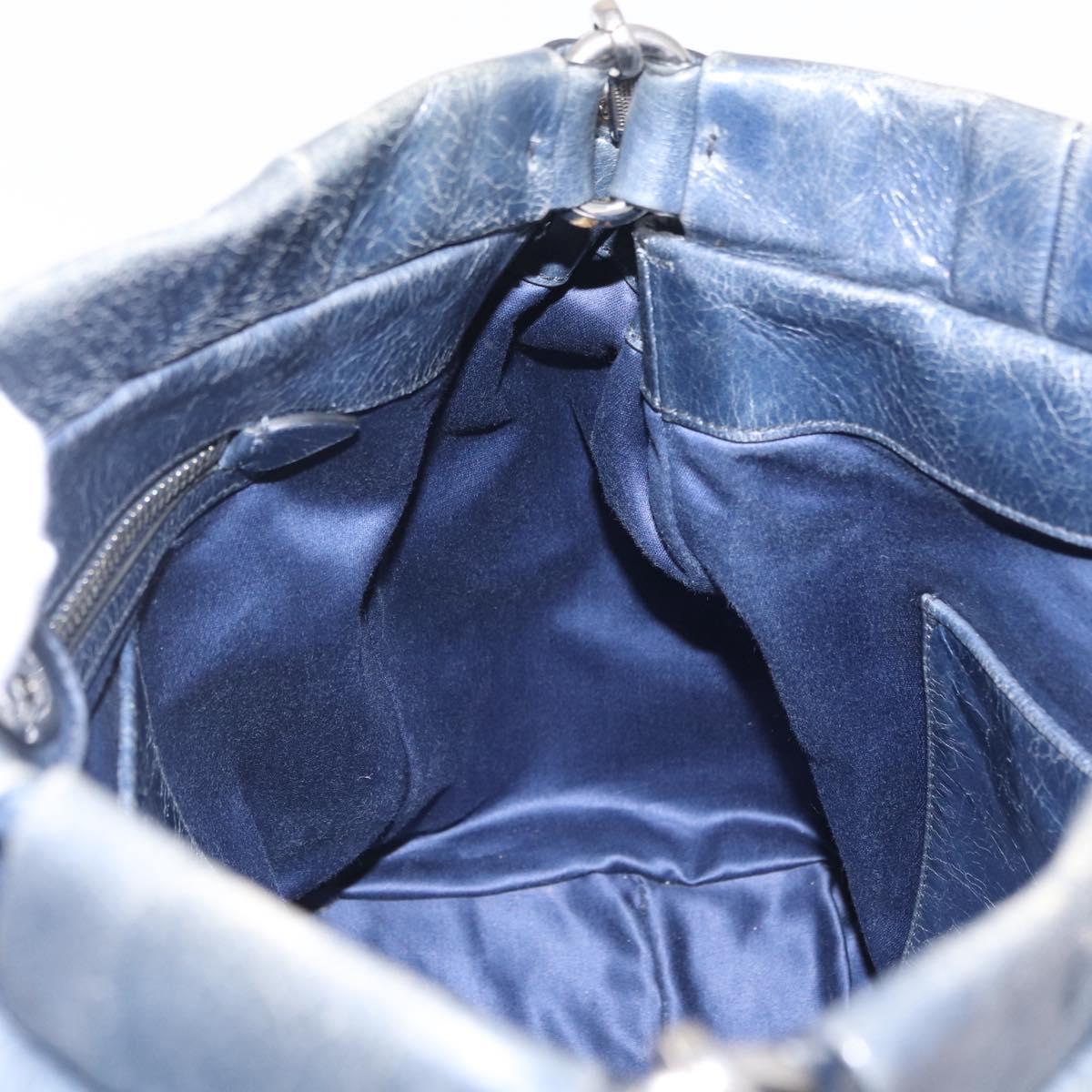 Miu Miu Hand Bag Leather 2way Blue Silver Auth 167816M