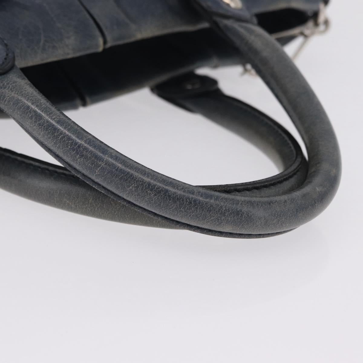 Miu Miu Hand Bag Leather 2way Blue Silver Auth 167816M