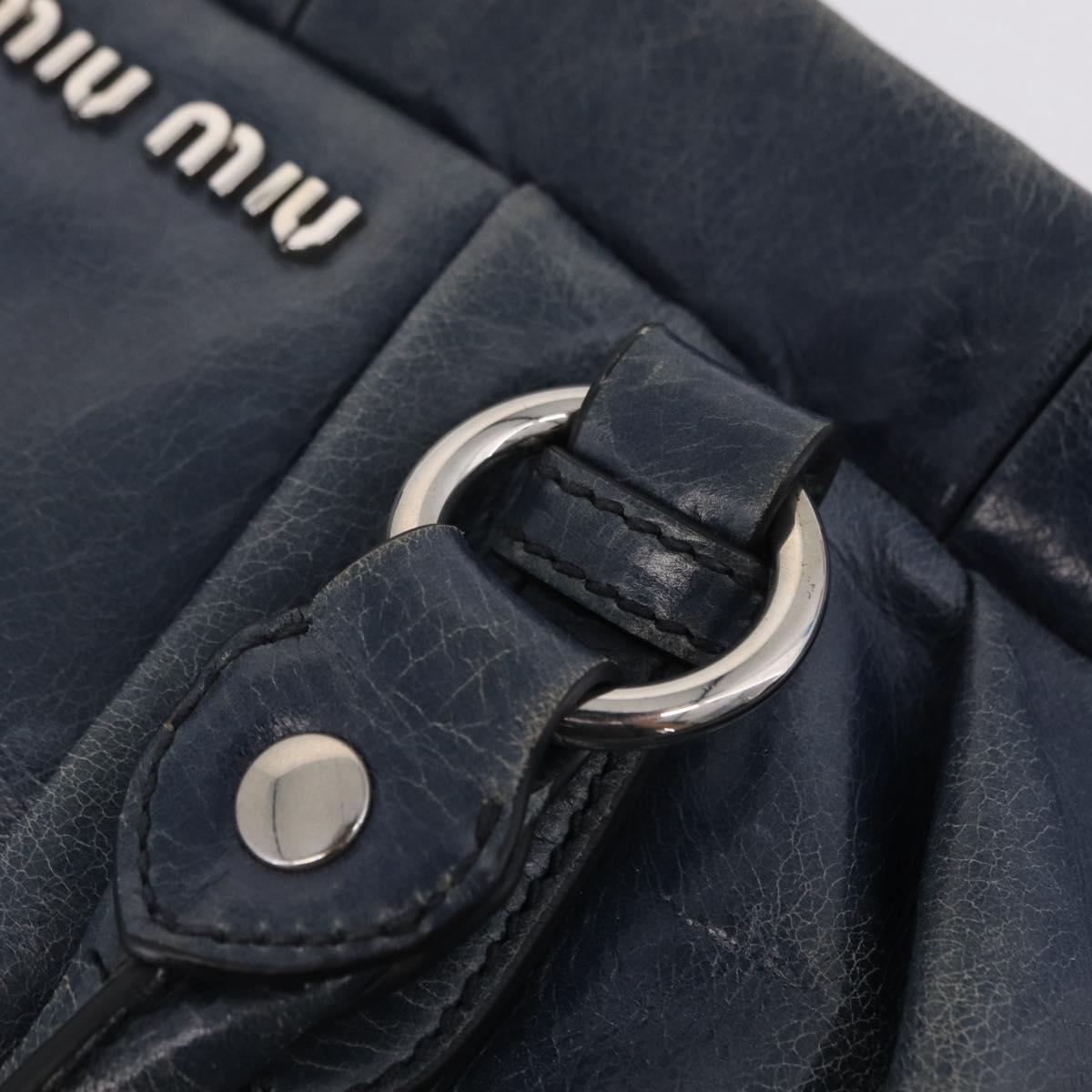 Miu Miu Hand Bag Leather 2way Blue Silver Auth 167816M