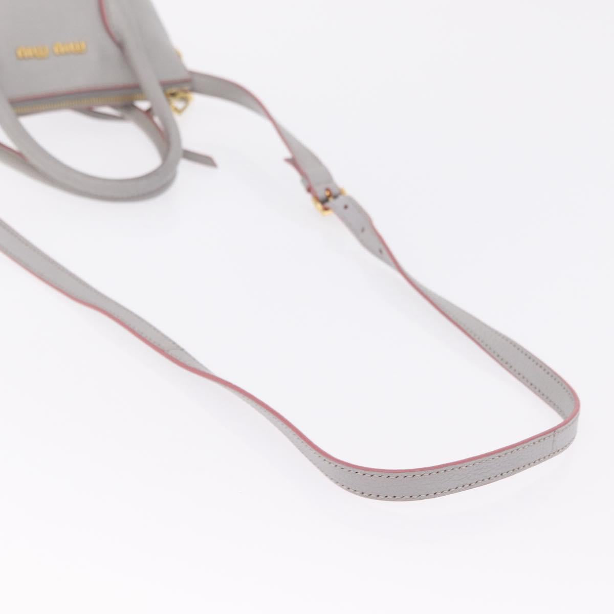 Miu Miu Hand Bag Leather 2way Gray Gold Auth 167817A