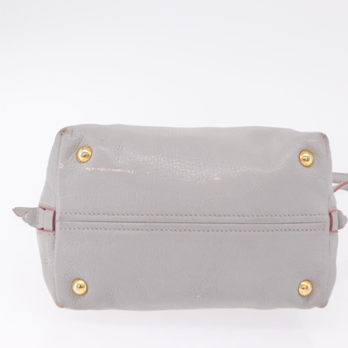 Miu Miu Hand Bag Leather 2way Gray Gold Auth 167817A