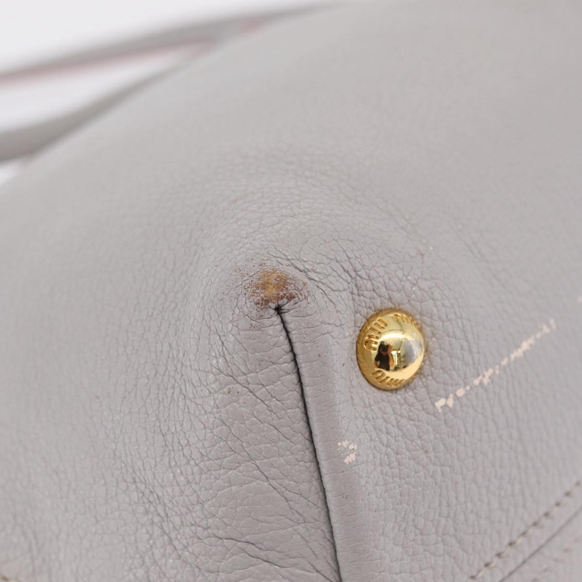 Miu Miu Hand Bag Leather 2way Gray Gold Auth 167817A