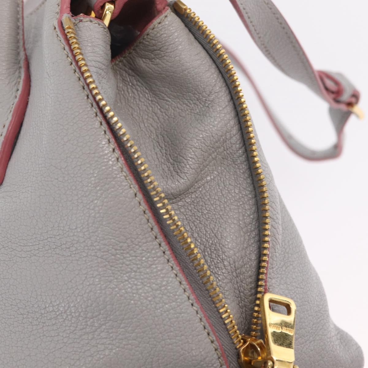 Miu Miu Hand Bag Leather 2way Gray Gold Auth 167817A