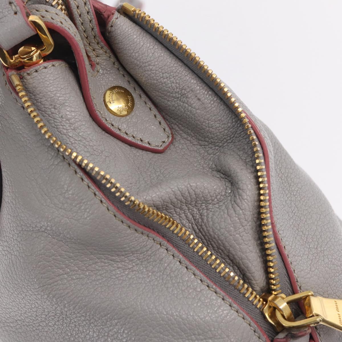 Miu Miu Hand Bag Leather 2way Gray Gold Auth 167817A