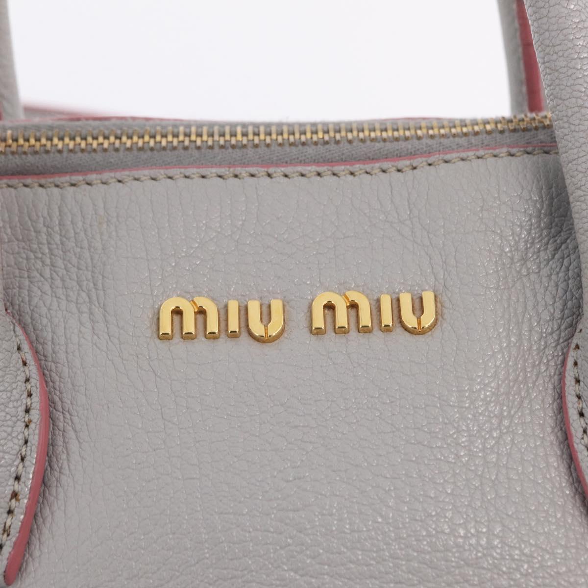 Miu Miu Hand Bag Leather 2way Gray Gold Auth 167817A