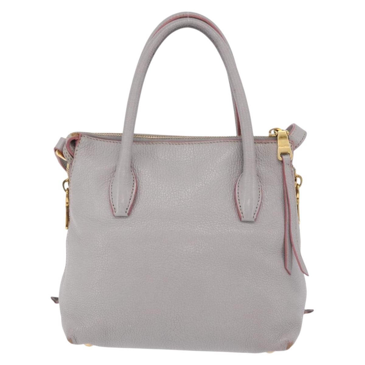 Miu Miu Hand Bag Leather 2way Gray Gold Auth 167817A