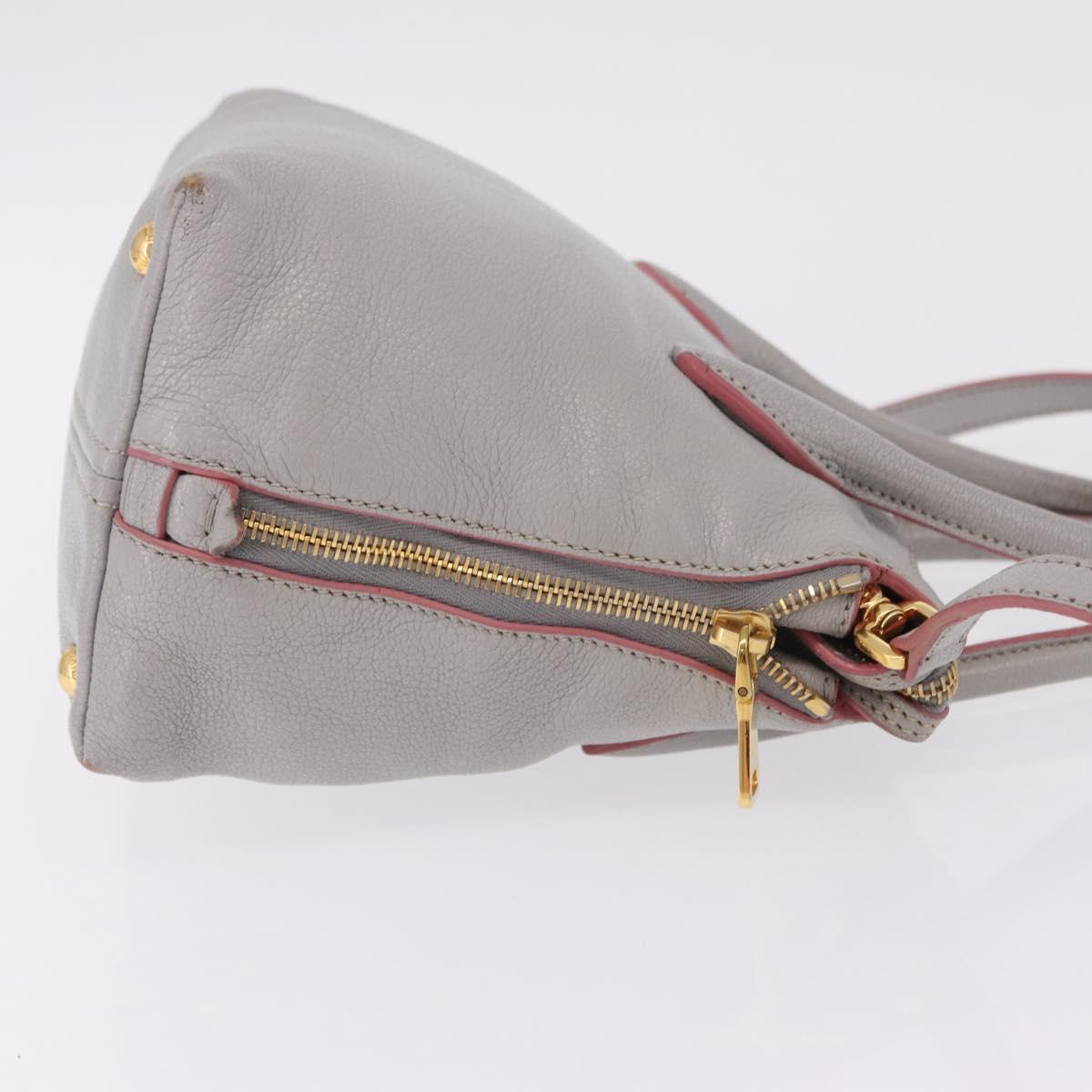 Miu Miu Hand Bag Leather 2way Gray Gold Auth 167817A