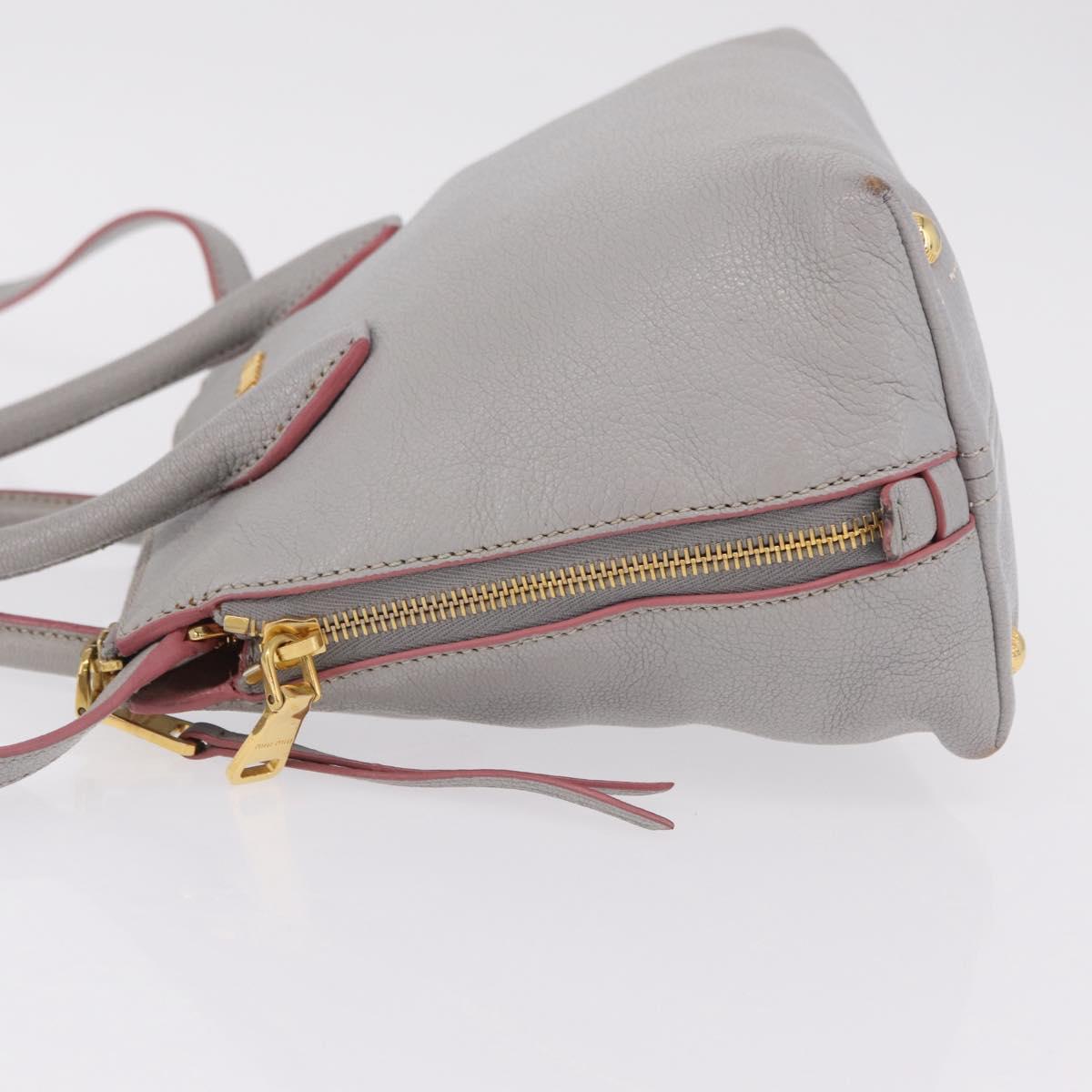 Miu Miu Hand Bag Leather 2way Gray Gold Auth 167817A