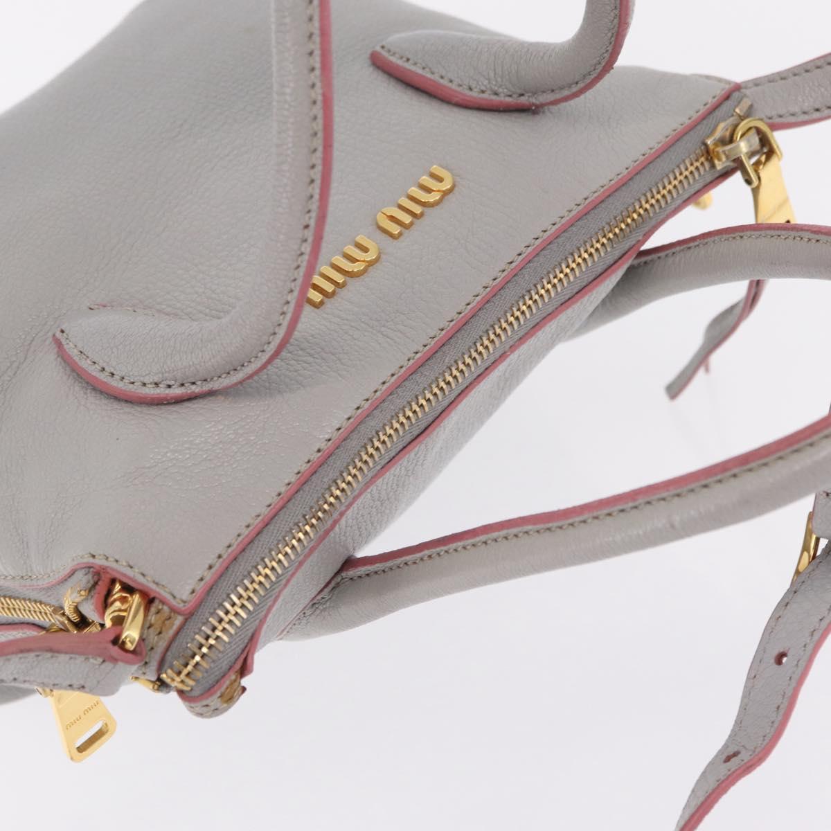 Miu Miu Hand Bag Leather 2way Gray Gold Auth 167817A