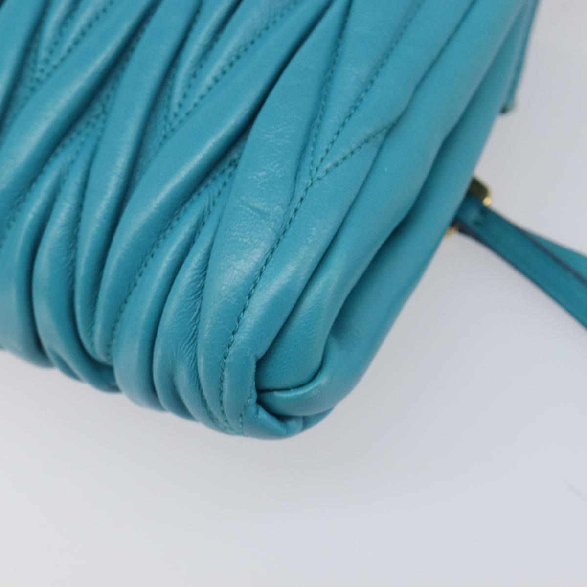 Miu Miu Matelasse Shoulder Bag Leather Turquoise Blue Gold Auth 167818M