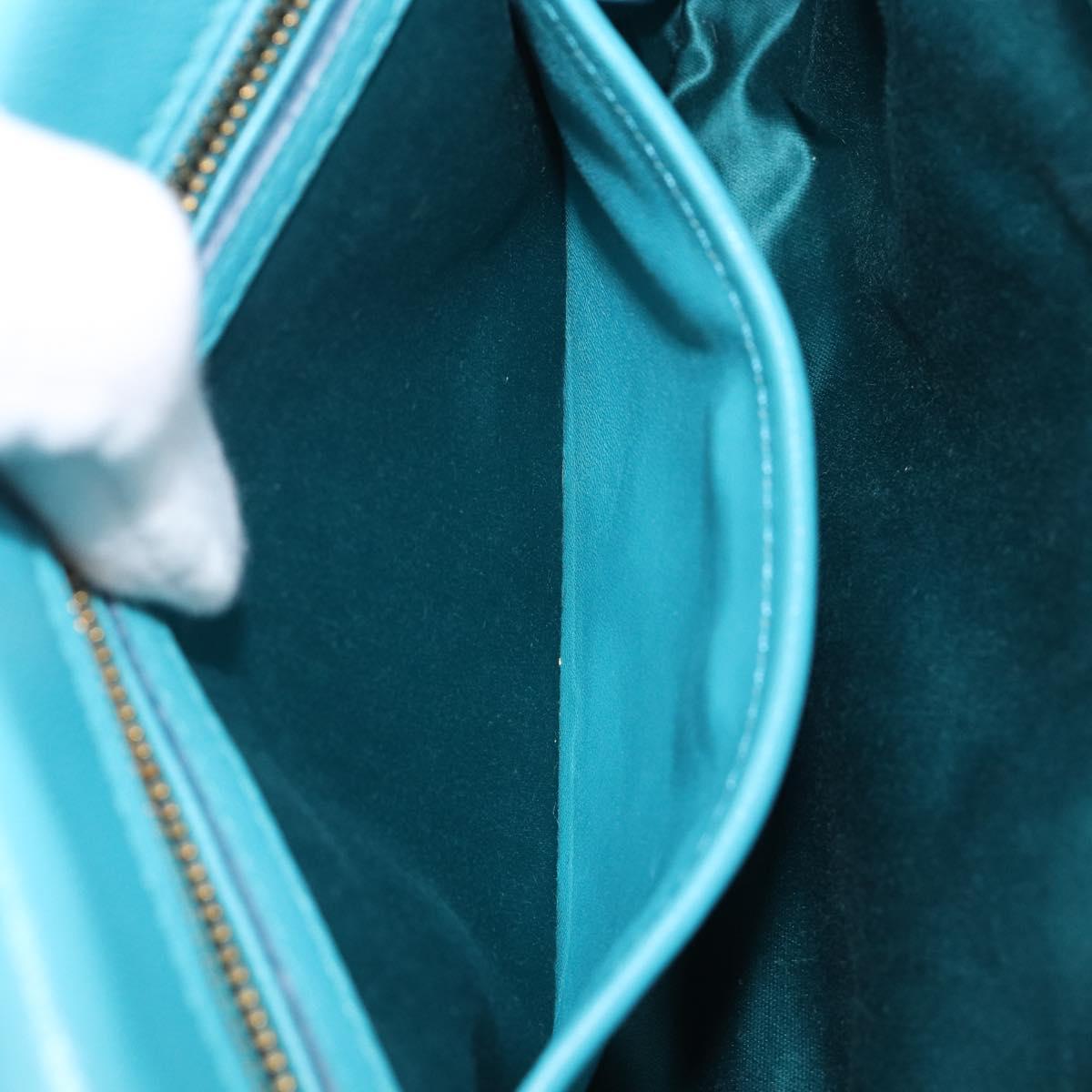 Miu Miu Matelasse Shoulder Bag Leather Turquoise Blue Gold Auth 167818M