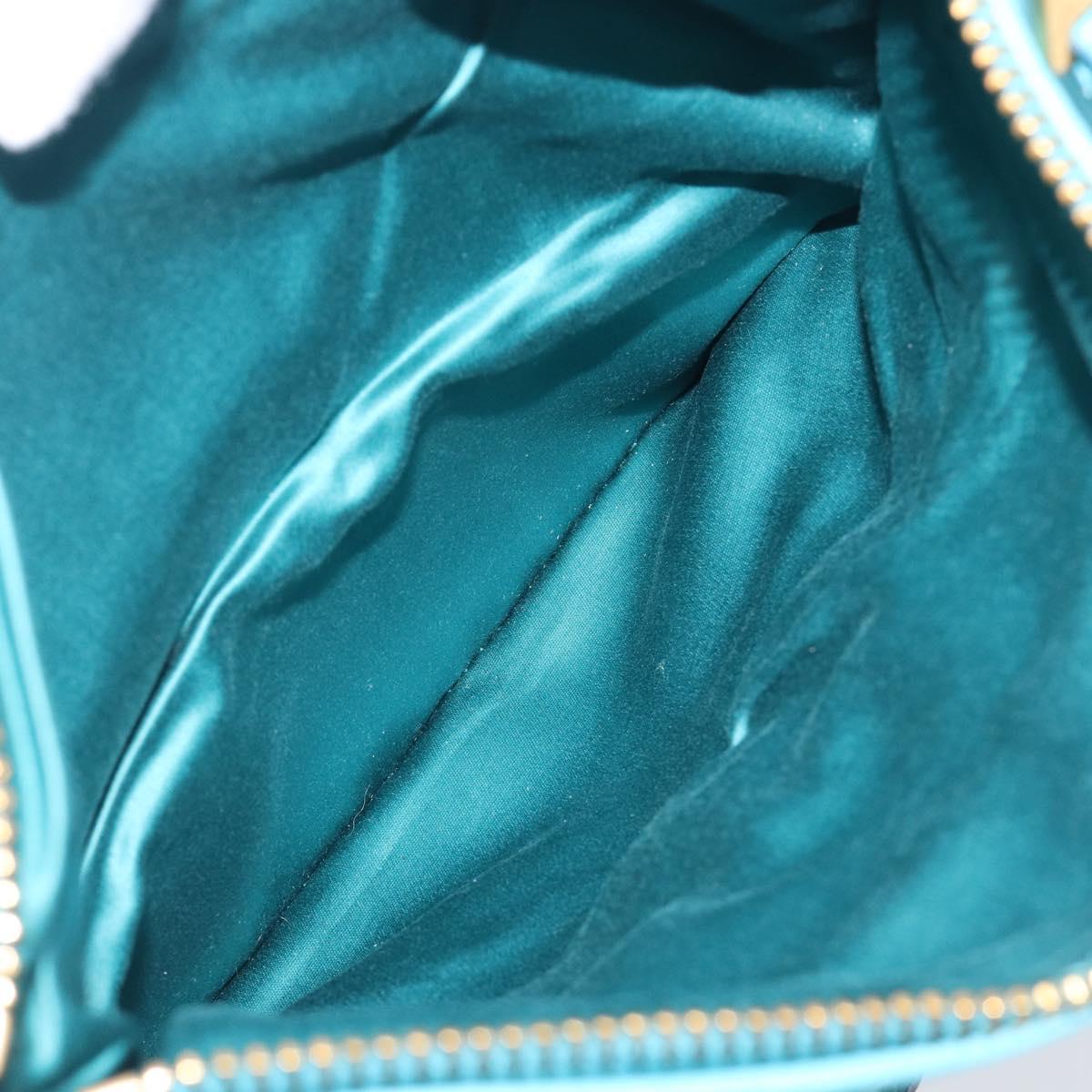 Miu Miu Matelasse Shoulder Bag Leather Turquoise Blue Gold Auth 167818M