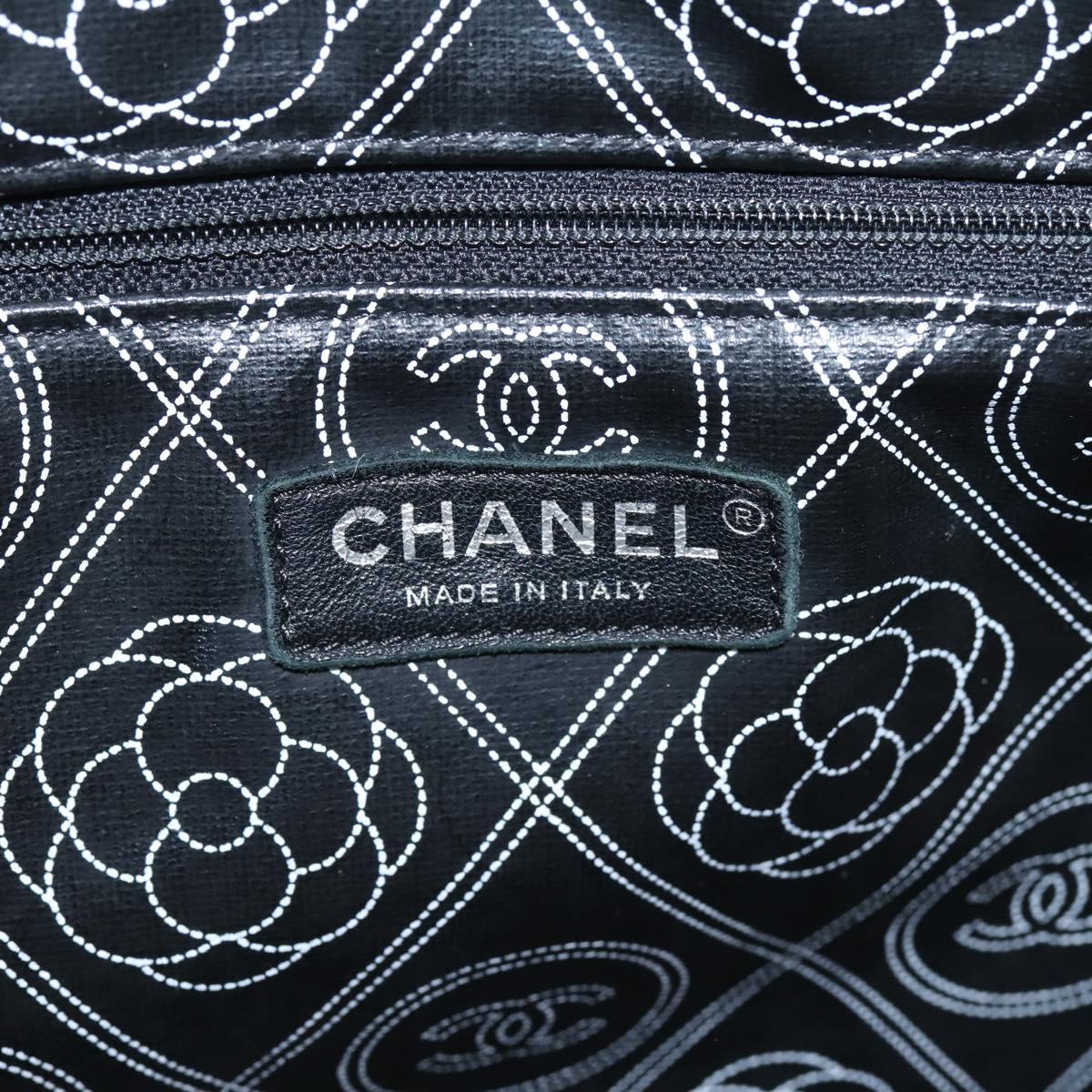 CHANEL Camelia Tote Bag Coated Canvas 2way White Black CC Auth 167819M