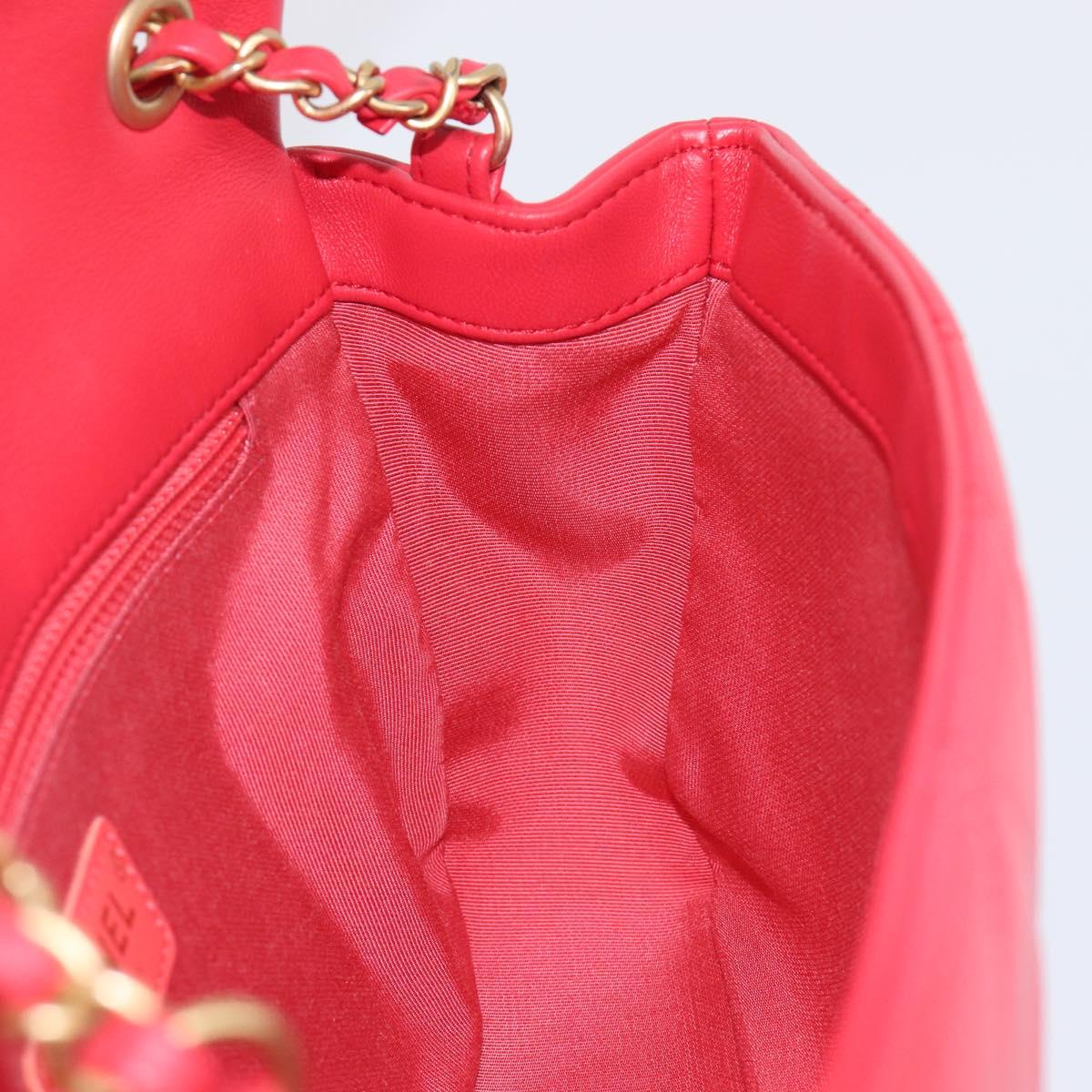 CHANEL Matelasse25 Hand Bag Lamb Skin 2way Red Gold CC Auth 167820SAM
