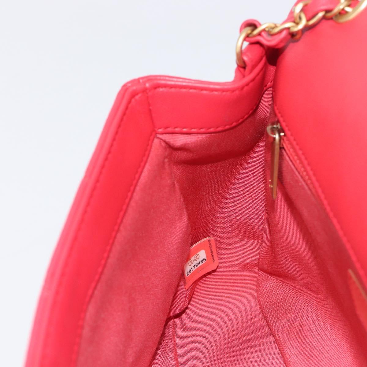 CHANEL Matelasse25 Hand Bag Lamb Skin 2way Red Gold CC Auth 167820SAM