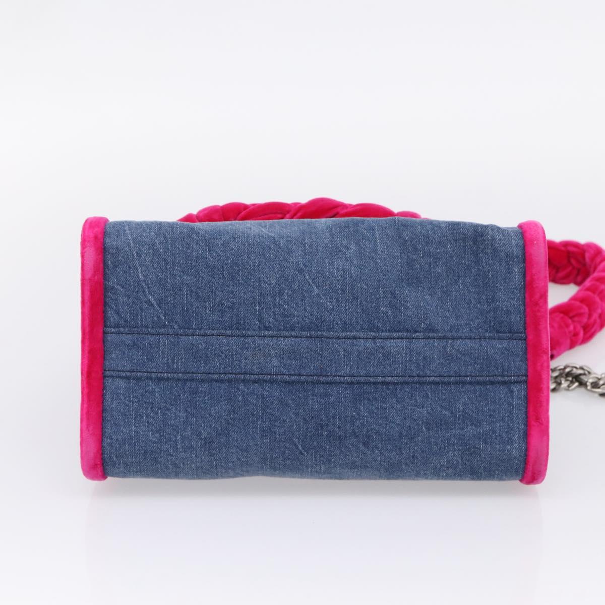 Miu Miu Hand Bag Denim 2way Navy Silver Auth 167821M