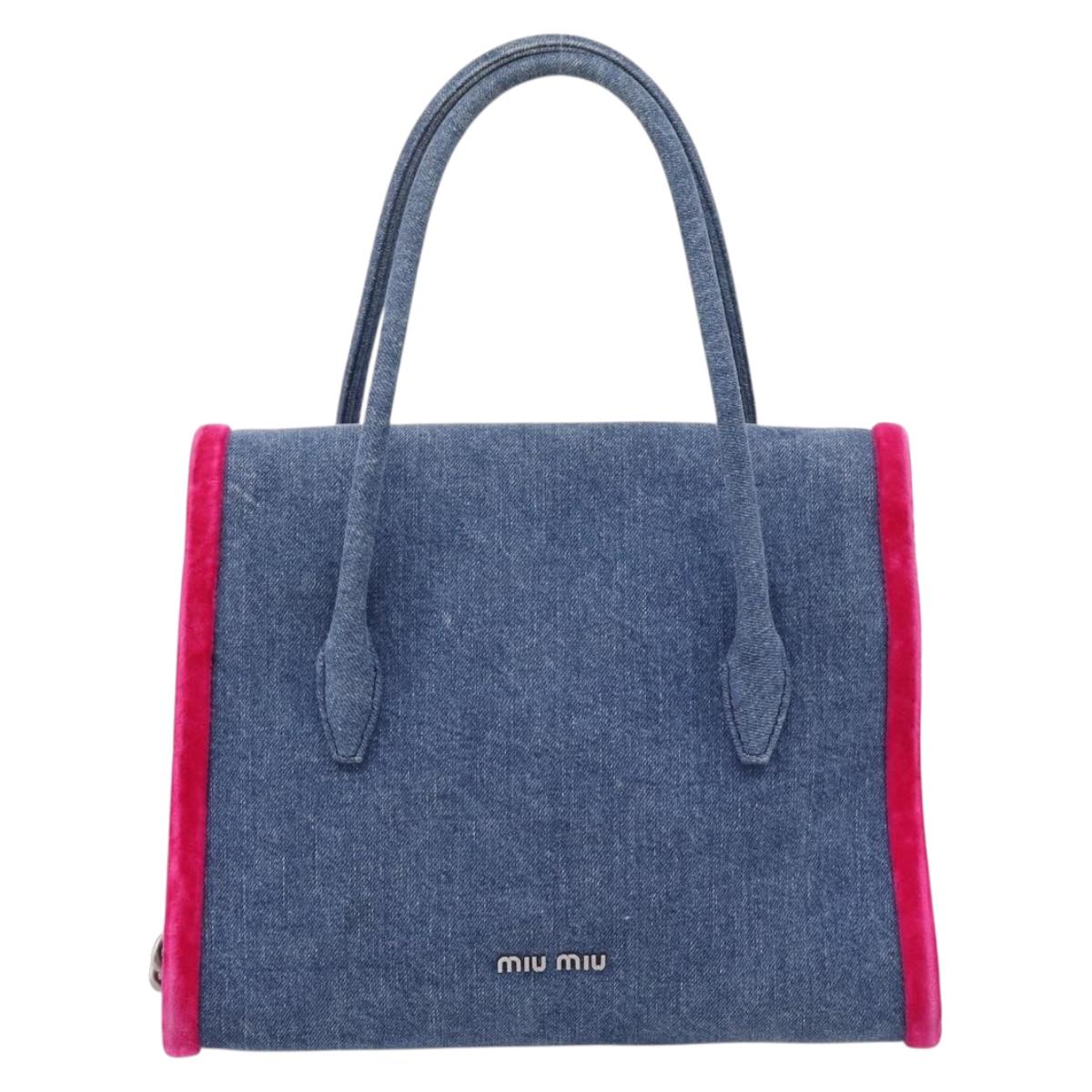Miu Miu Hand Bag Denim 2way Navy Silver Auth 167821M