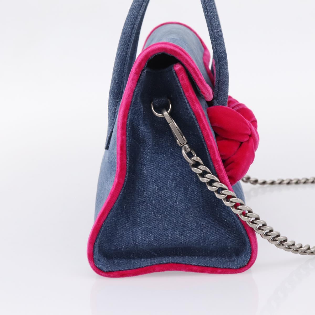 Miu Miu Hand Bag Denim 2way Navy Silver Auth 167821M