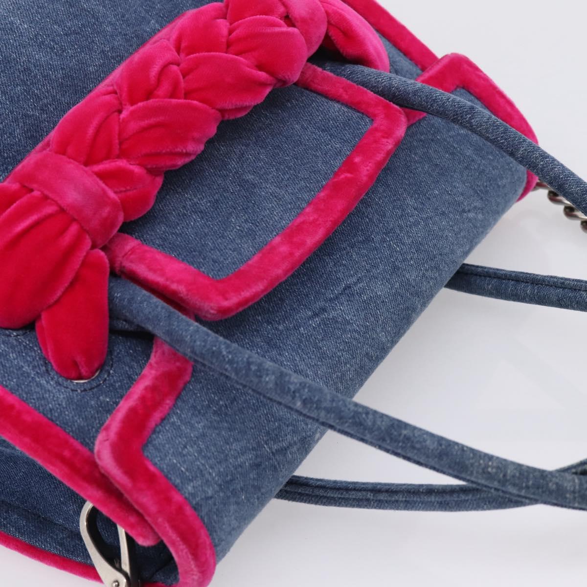 Miu Miu Hand Bag Denim 2way Navy Silver Auth 167821M