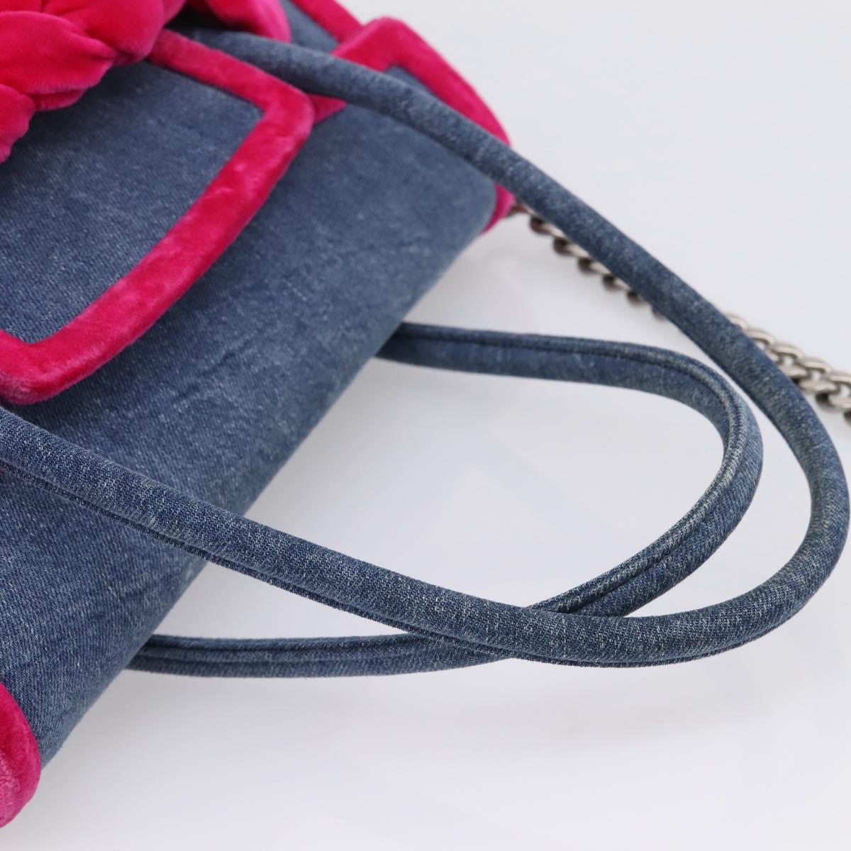 Miu Miu Hand Bag Denim 2way Navy Silver Auth 167821M