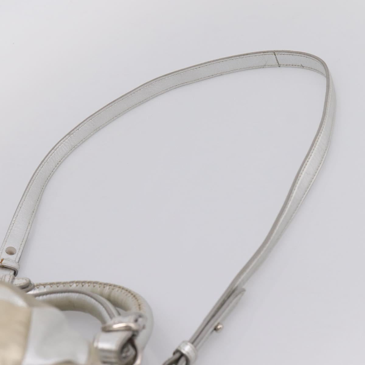 Miu Miu Hand Bag Leather 2way Silver Gold Auth 167822A