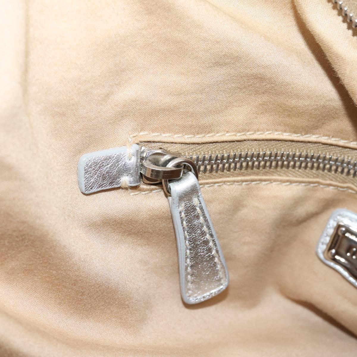 Miu Miu Hand Bag Leather 2way Silver Gold Auth 167822A