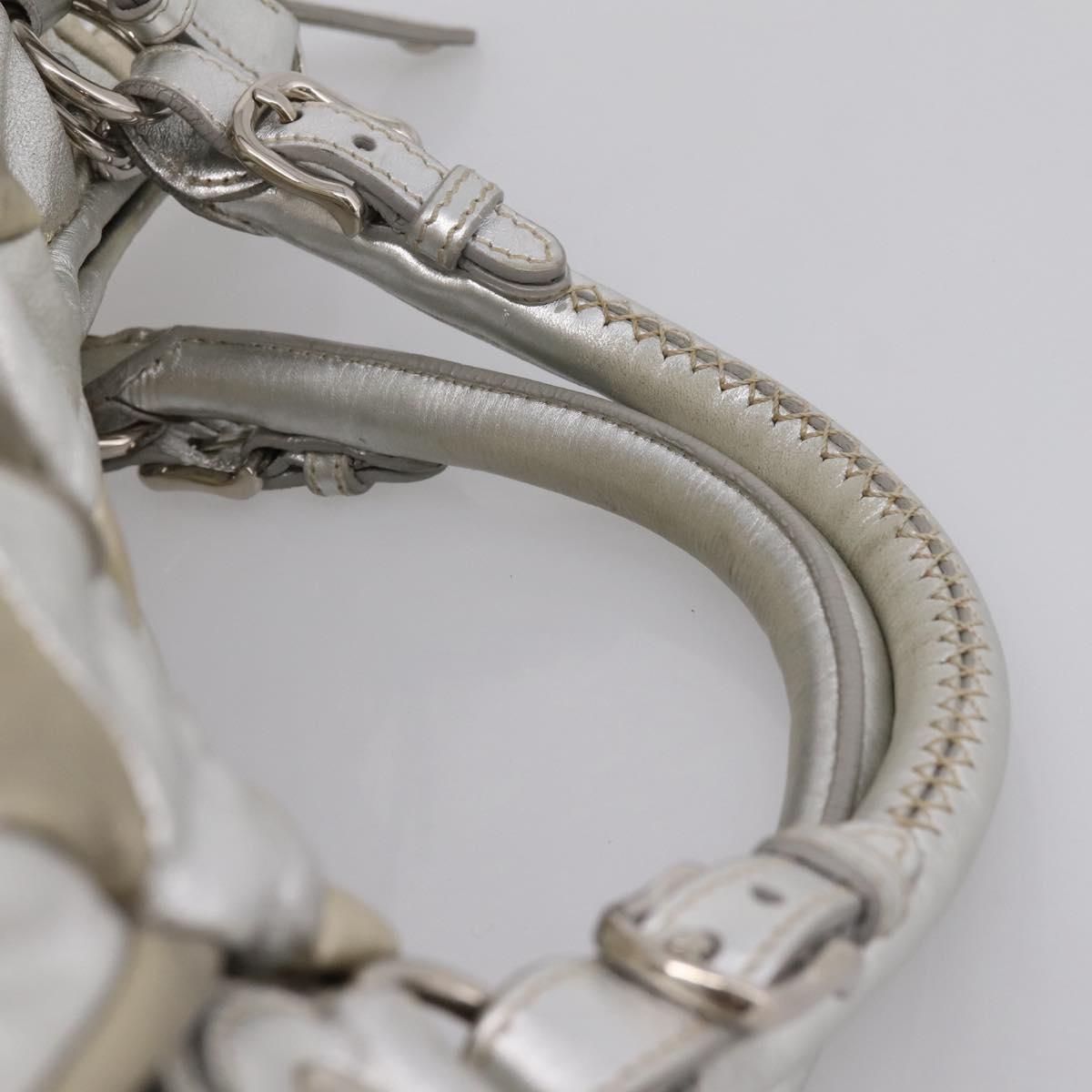 Miu Miu Hand Bag Leather 2way Silver Gold Auth 167822A