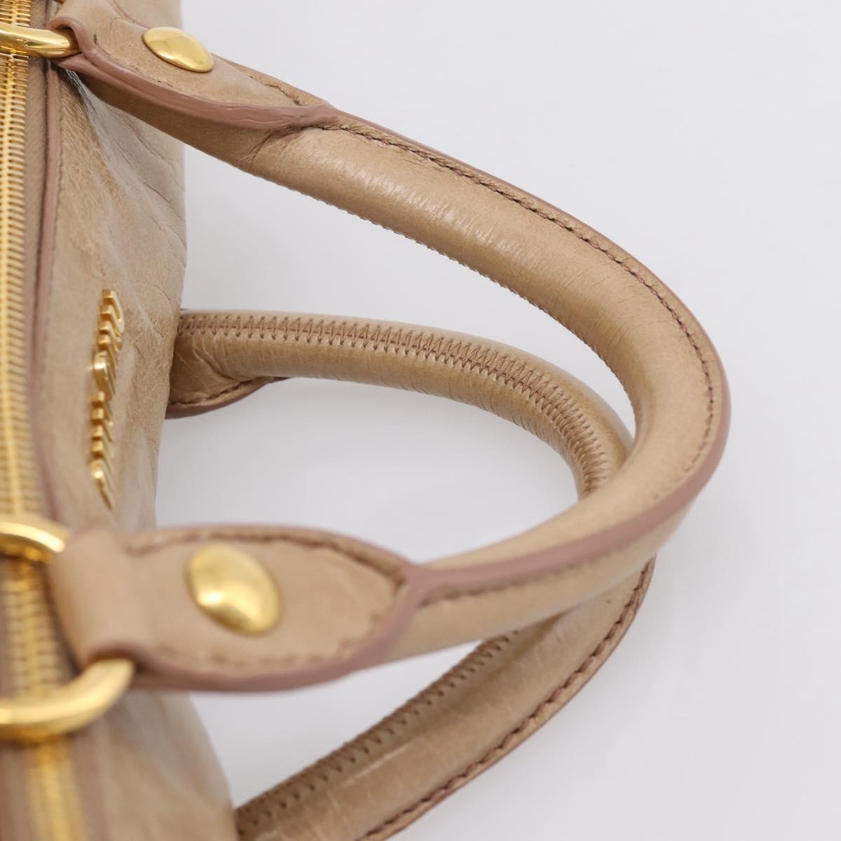 Miu Miu Hand Bag Leather 2way Beige Gold Auth 167823M