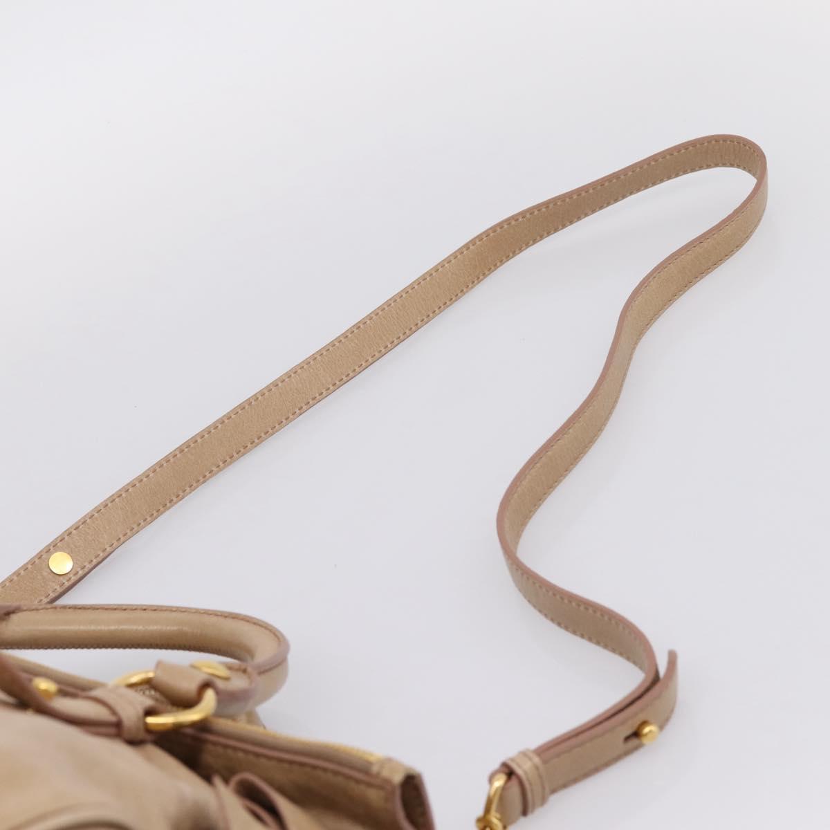 Miu Miu Hand Bag Leather 2way Beige Gold Auth 167823M