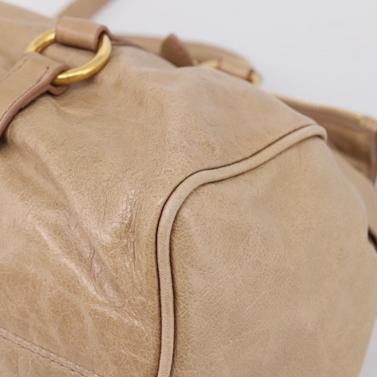 Miu Miu Hand Bag Leather 2way Beige Gold Auth 167823M